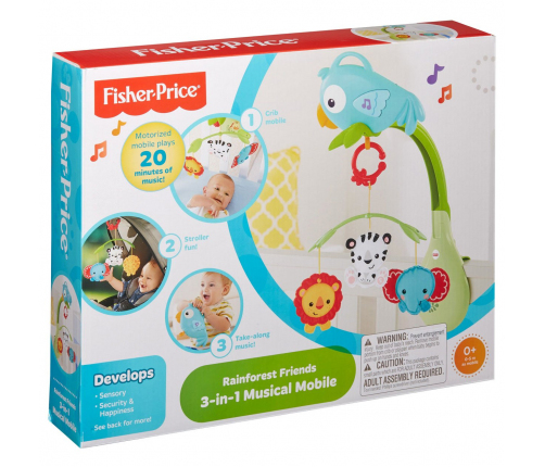 Muzikālais karuselis gultiņai Fisher Price Rainforest Friends 3-in-1 Musical Mobile CHR11