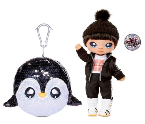 Na! Na! Na! Surprise 2-in-1 Fashion Doll Boy Andre Avalanche & Plush Pom with Confetti Penguin