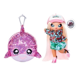 Na! Na! Na! Surprise 2-in-1 Fashion Doll Surfer Krysta Splash & Plush Pom with Confetti Dolphin