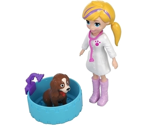 Polly Pocket Cuddle n Care Mobile Vet GFR04 Кукла + ​Мобильная ветеринарная клиника