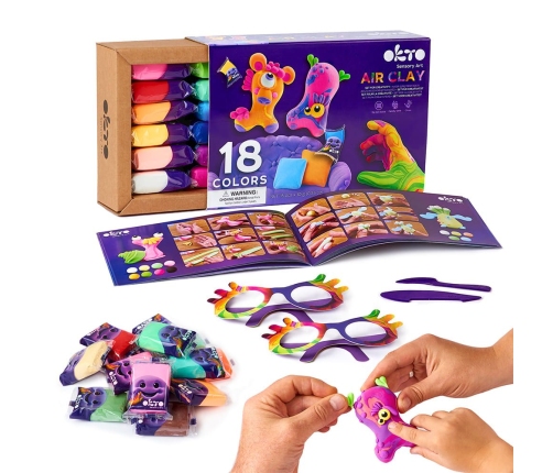 Radošais komplekts Air clay Modelēšanas masas - komplekts 18 krāsas