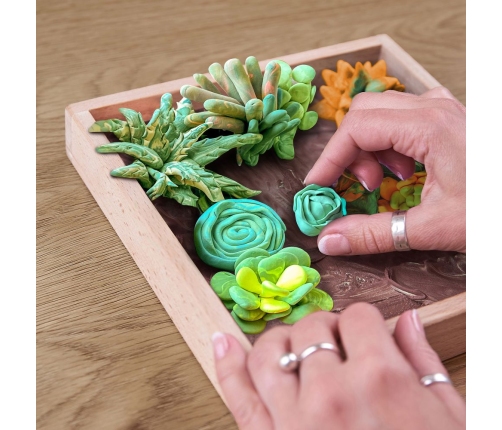 Radošais komplekts Modelēšanas masas - 3D glezna Wood&Craft Succulents Energy (21*21cm)