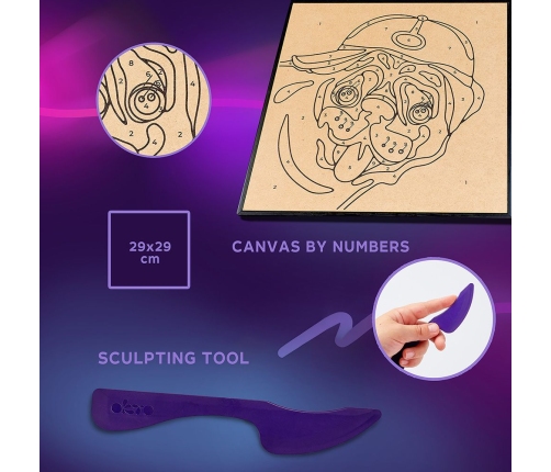 Radošais komplekts Modelēšanas masas - 3D glezna Mopsis (30*30 cm)