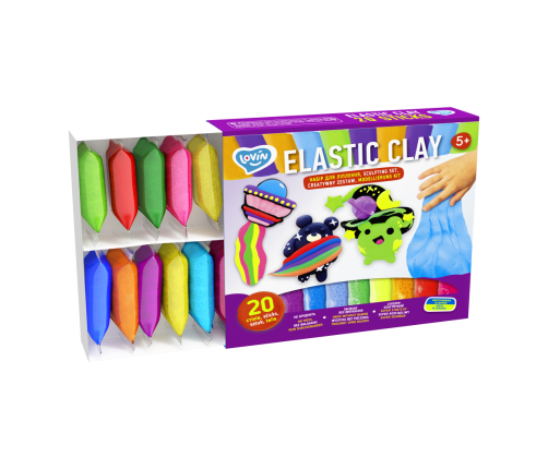 Radošais komplekts Modelēšanas mīkla (lēkājošais plastilīns) Elastic 20 gab.