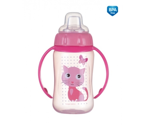 Mācību krūze CUTE ANIMALS ar silikona uzgali 56/512 pink