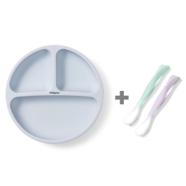 Silikona šķīvis 1482/01 blue + elastīgas karotes 1066 DĀVANĀ!