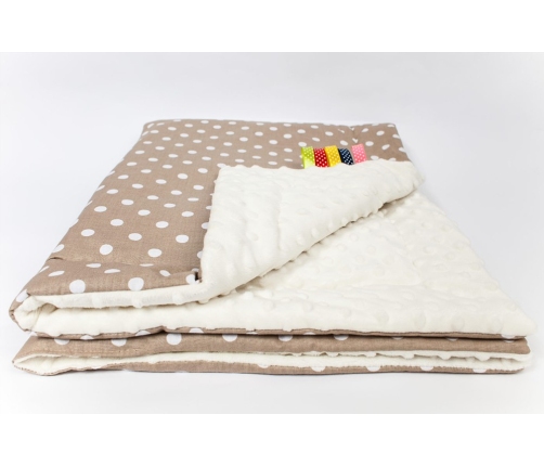 Bērnu divpusēja sedziņa Ankras MINKY Dots beige-ecri 75х100 cm