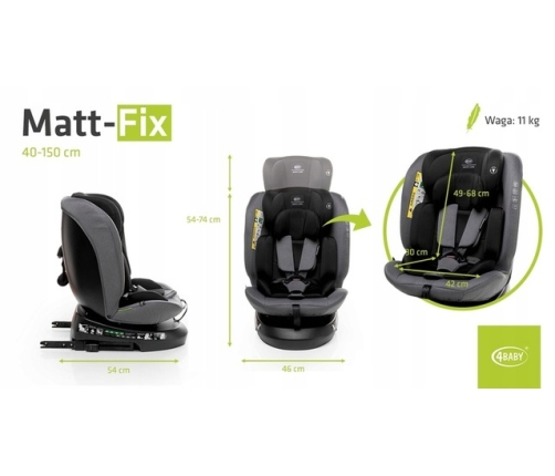 Автосиденье MATT-FIX graphite (40-150 cм)
