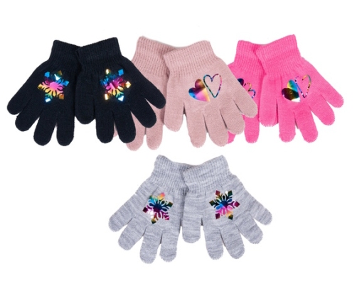 Cimdiņi 5P HOLOGRAM 16 cm RED-0068 GIRL