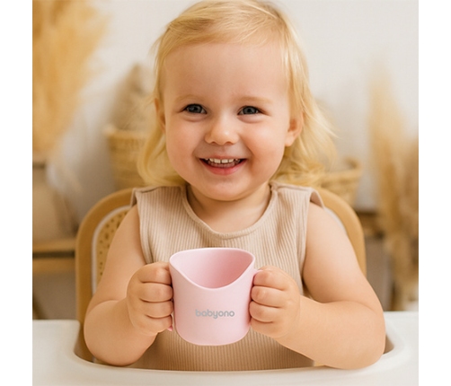 Эргономичная учебная кружка 120 мл BabyOno FLOW pink 1463/04