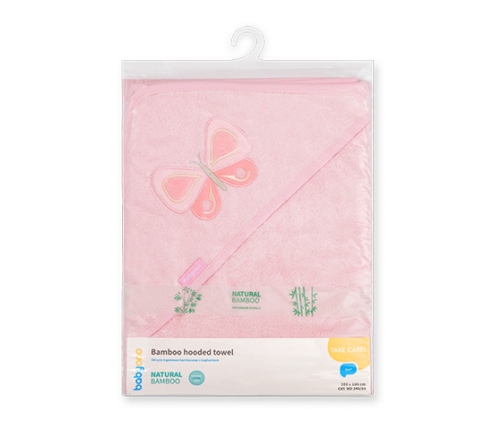 Bambusa dvielis ar kapuci 100x100 cm 346/04 pink