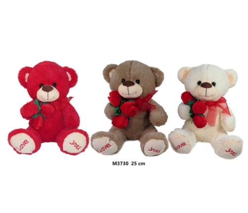 Медвежонок с цветком LOVE YOU 25 cm M3730