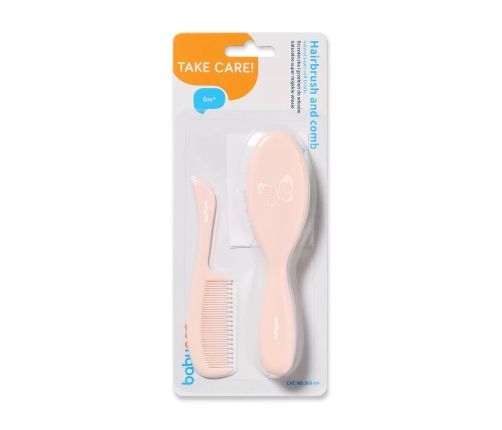 Bērnu matu suka no dabīgiem sariem + ķemme NATURAL SUPER SOFT BabyOno pink 568/04