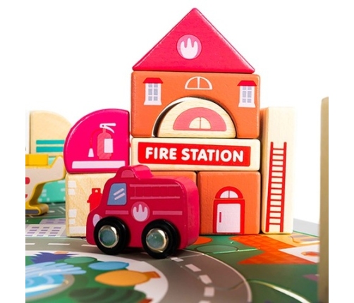 Koka kluču komplekts 115 el. ar paklājiņu PILSĒTA (23519)