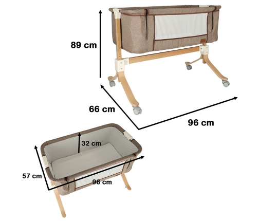 Bērnu gultiņa ar nolaižamu malu EMMA beige KX4623/1