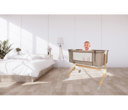 Bērnu gultiņa ar nolaižamu malu EMMA beige KX4623/1