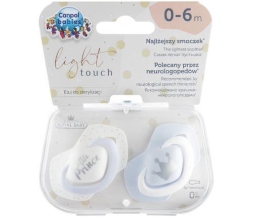 Пустышка силиконовая симметричная 2 шт. 0-6м Canpol ROYAL BABY blue 22/650