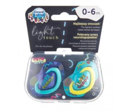 Mānekļi NEON LOVE simetriskās formas 0-6 mēn.(2 gab.) Canpol babies 22/652 blue