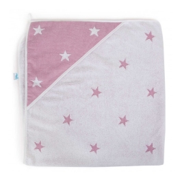 Полотенце фроте с капюшоном STARS PINK MELANGE 100х100 cm CEBA BABY(815)