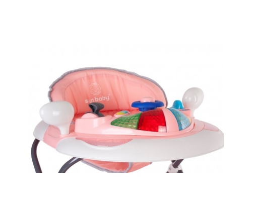 Ходунки с функцией качалки SUN BABY AUTO pink/grey B01.022.1.1