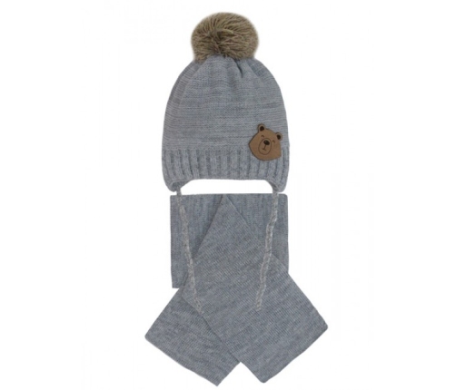 Komplekts Bērnu Cepure + Šalle BEAR Grey 46-409