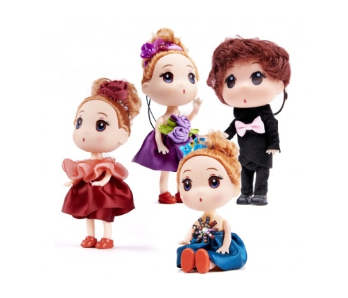 Набор кукол 4 шт. 12 см 3 девочки + 1 мальчик 6361