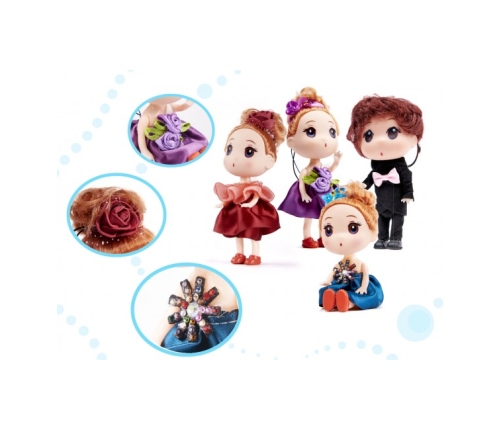 Набор кукол 4 шт. 12 см 3 девочки + 1 мальчик 6361