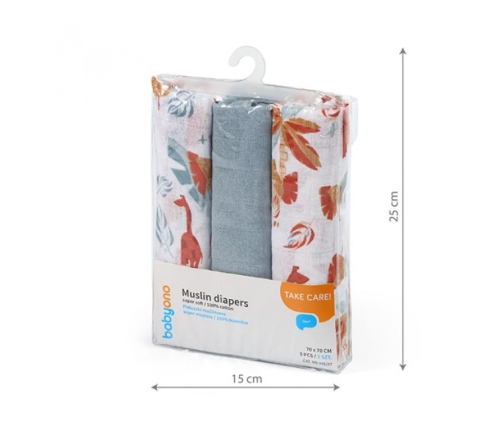 Autiņu komplekts Muslīns 3 gb. BabyOno SUPER SOFT 348/07