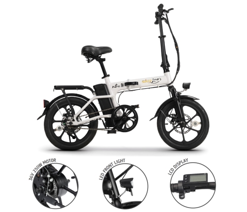 Elektriskais velosipēds SKYJET 16 Nitro balts