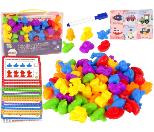 Educational toy Vehicles Task Cards Counting Sorter 60 Pieces