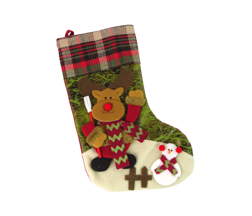 Reindeer in Sweater Christmas Fabric Gift Sock