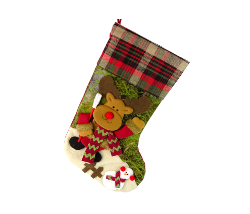 Reindeer in Sweater Christmas Fabric Gift Sock