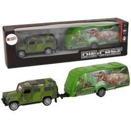 Jeep Vehicle Set with Pulling Dinosaur Trailer