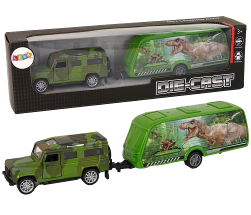 Jeep Vehicle Set with Pulling Dinosaur Trailer