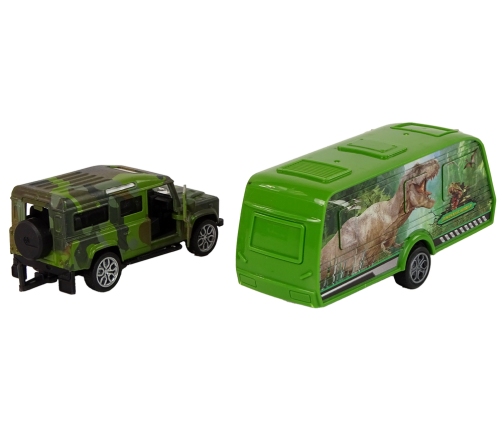 Jeep Vehicle Set with Pulling Dinosaur Trailer