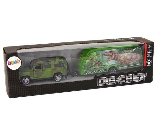 Jeep Vehicle Set with Pulling Dinosaur Trailer