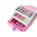 Set of beauty cosmetics for make-up doing nails in a pink case