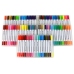 Set of 100 colored marker pens in an organizer