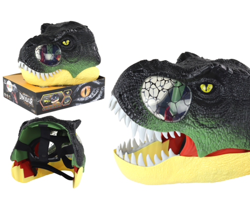 Dinosaur Mask Adjustable Headband Lights Sounds Black