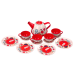 Tea and coffee set in a box, plates, cups, red