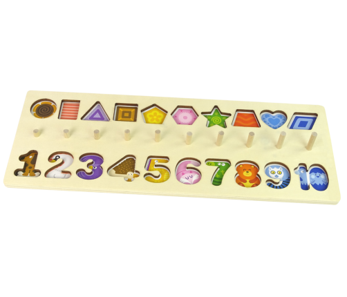 Educational Wooden Board 3 in 1 Numbers Shapes