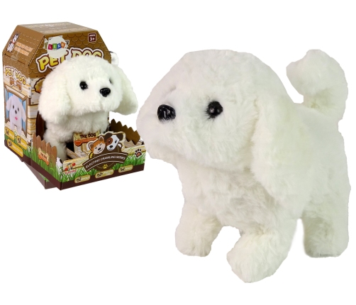 White Dog Mascot Interactive Dog Walks Moves Tail Sound