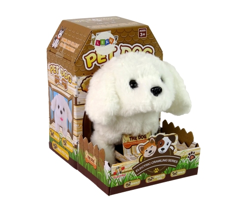 White Dog Mascot Interactive Dog Walks Moves Tail Sound