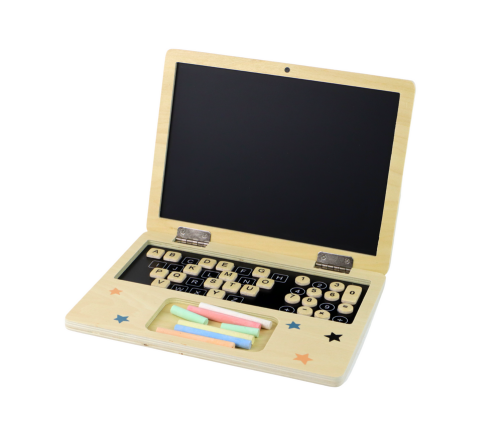 Wooden Blackboard Laptop Chalk