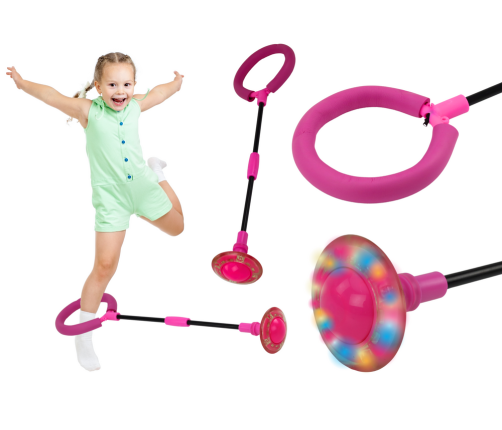 Hula Hop Jump Rope, Light-Up Skipper, Foldable, Pink