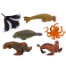 Set of Sea Animal Figures Walrus Seal Octopus 6Pcs