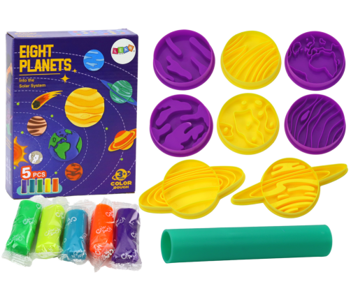 Plastic Set of Play-Doh 8 Planets Molds 5 Colors