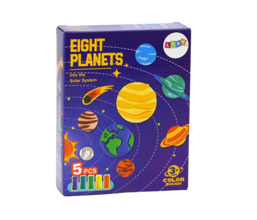 Plastic Set of Play-Doh 8 Planets Molds 5 Colors