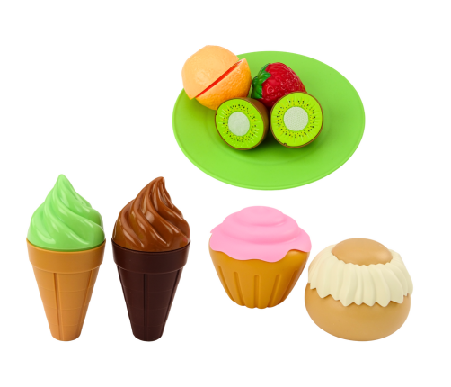 Fast Food Set Fruits Steak Ice Cream Accessories Pizza French fries 26 pcs.