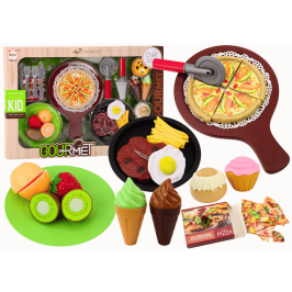 Fast Food Set Fruits Steak Ice Cream Accessories Pizza French fries 26 pcs.